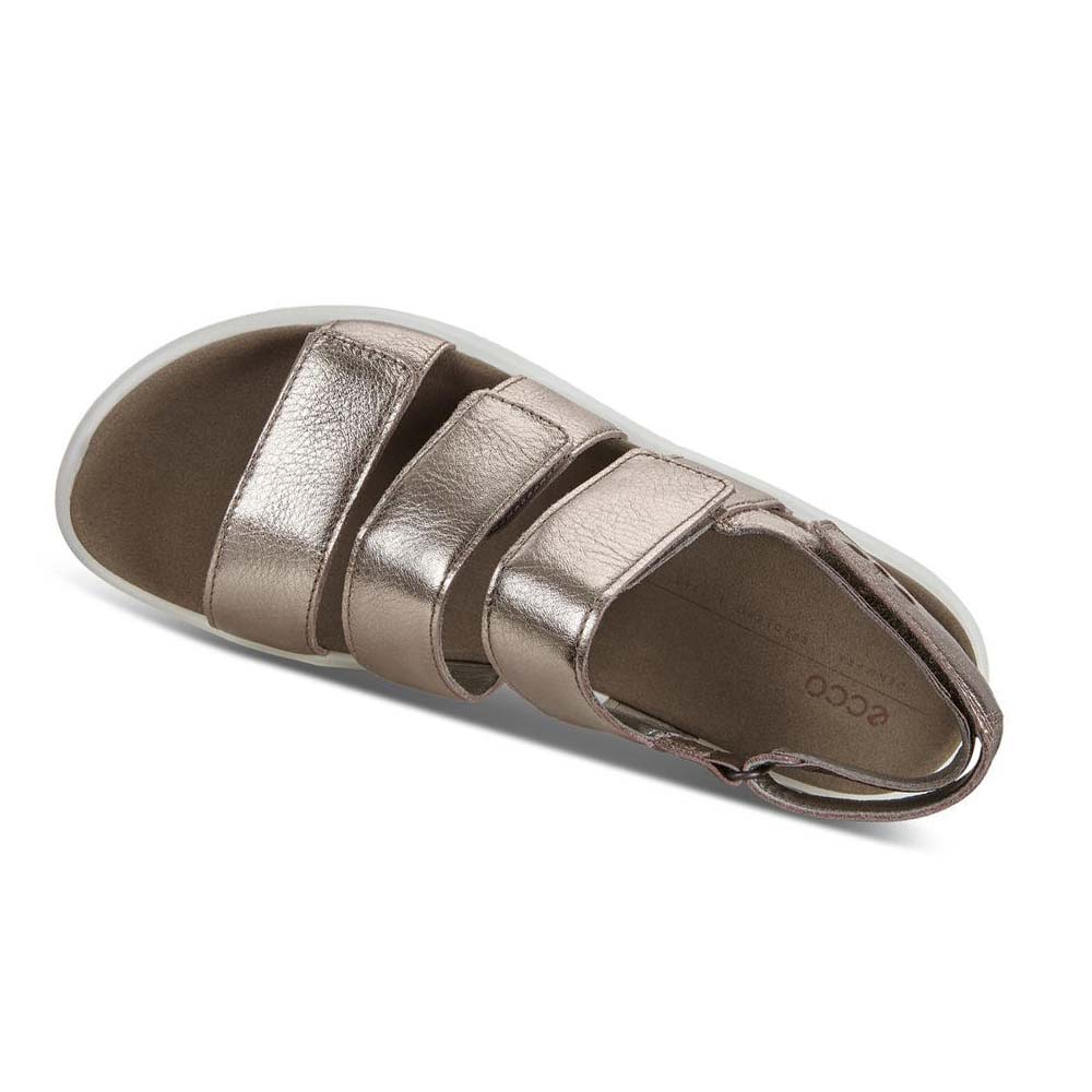 Women's Ecco Flowt Flat Sandals Silver | Canada 179HAP